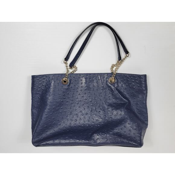 Kate Spade Elegant Halsey La Vita Blue Ostrich Cow Leather Tote Shoulder Bag‎ - Picture 5 of 16